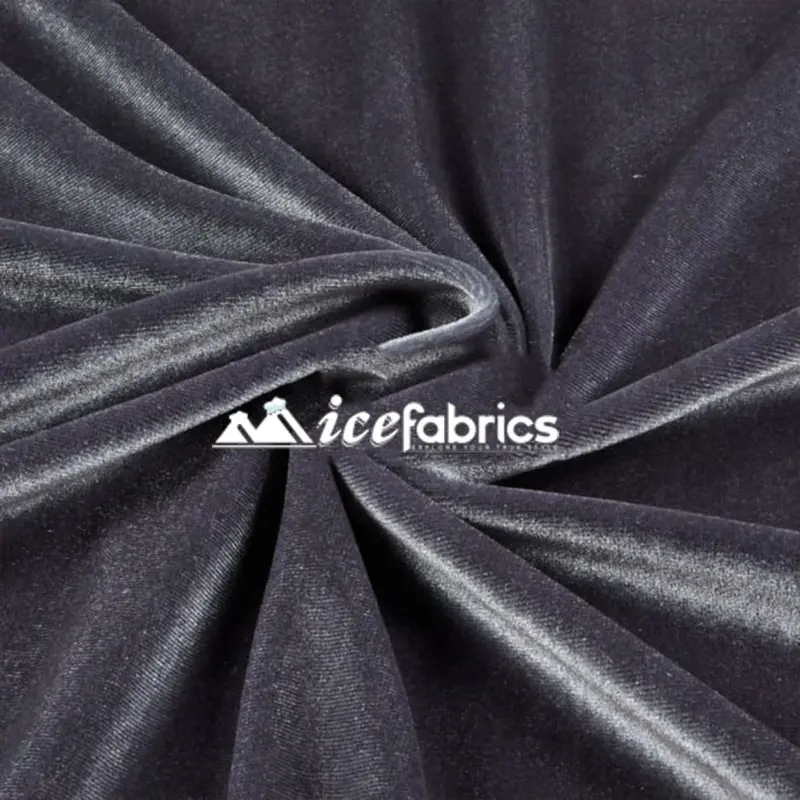 Sophisticated Charcoal 4-Way Stretch Velvet Fabric – Refined Poly-Spandex Handfeel 1