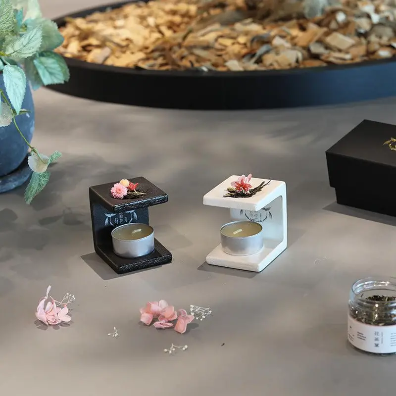 Square Incense Burner – Floral Uji Tea-Inspired Ceramic 1