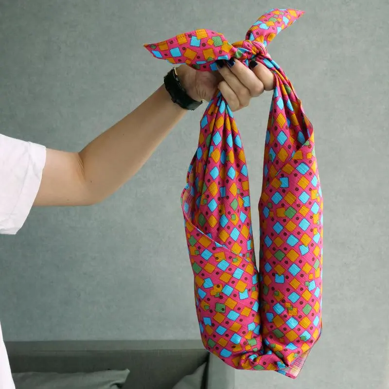 Square Red Furoshiki Cloth – Hand-Printed Japanese Wrapping Square 1