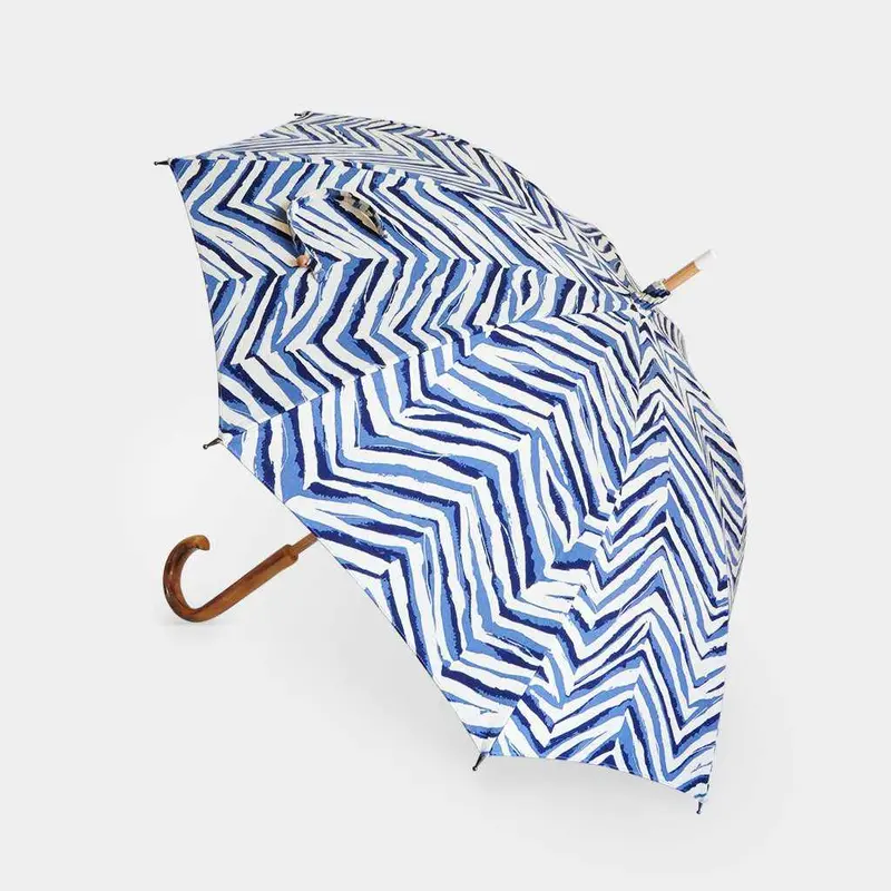 Star-Printed Blue Parasol – Hand-Printed Sun Umbrella 1