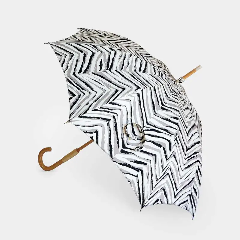 Star-Printed Gray Parasol – Hand-Printed Sun Umbrella 1