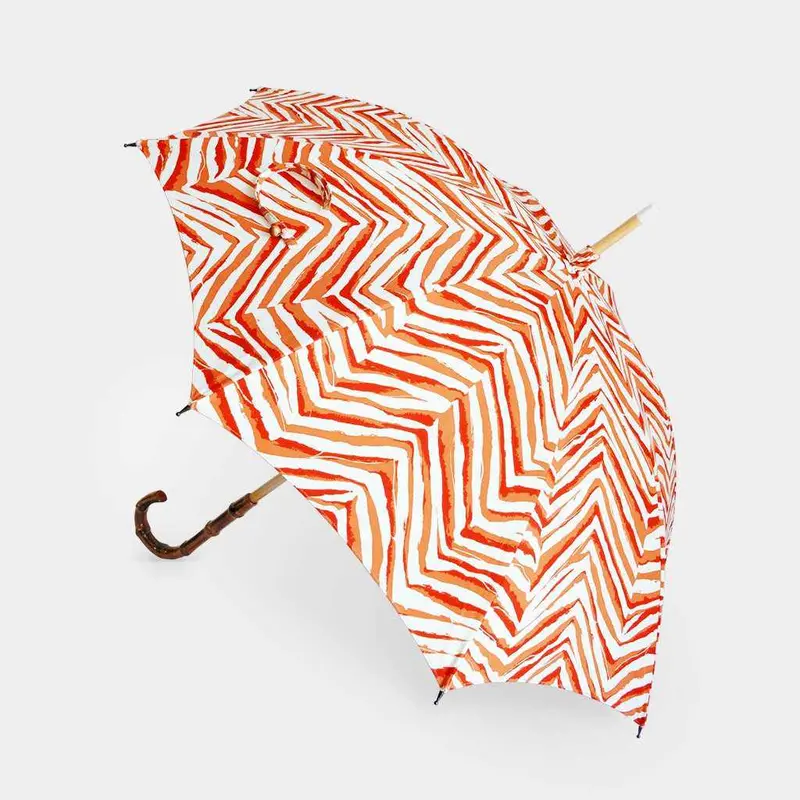 Star-Printed Orange Parasol – Hand-Printed Sun Umbrella 1