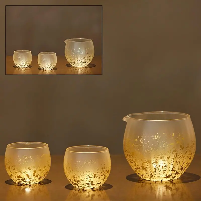 Stardust Akari Sake Set — Bottle & Two Cups | Hand-Gilded With Kanazawa Gold Leaf | Hakuichi 1