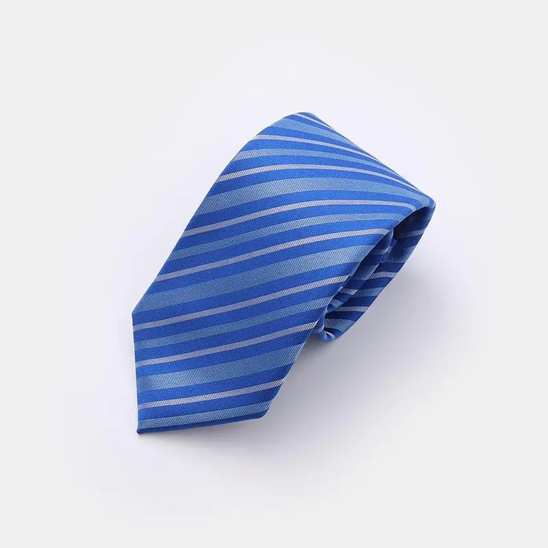 Striped Silk Tie 'Blue G' – Authentic Hakata Textile By Okano 1