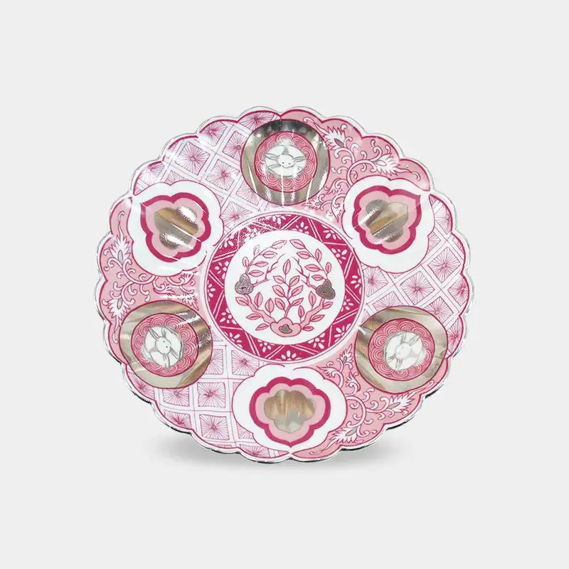 Subaru 18Cm Ceramic Plate – Hayashikuro Kiln, Vintage Imari-Arita Ware (Crimson) 1