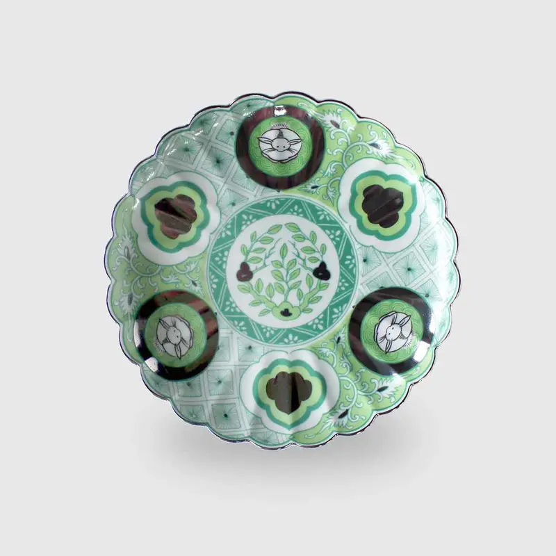Subaru 18Cm Ceramic Plate – Hayashikuro Kiln, Vintage Imari-Arita Ware (Emerald) 1