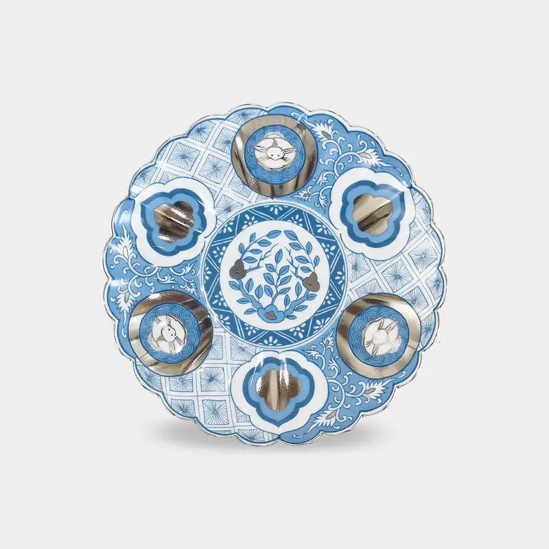 Subaru 18Cm Ceramic Plate – Hayashikuro Kiln, Vintage Imari-Arita Ware (Indigo) 1