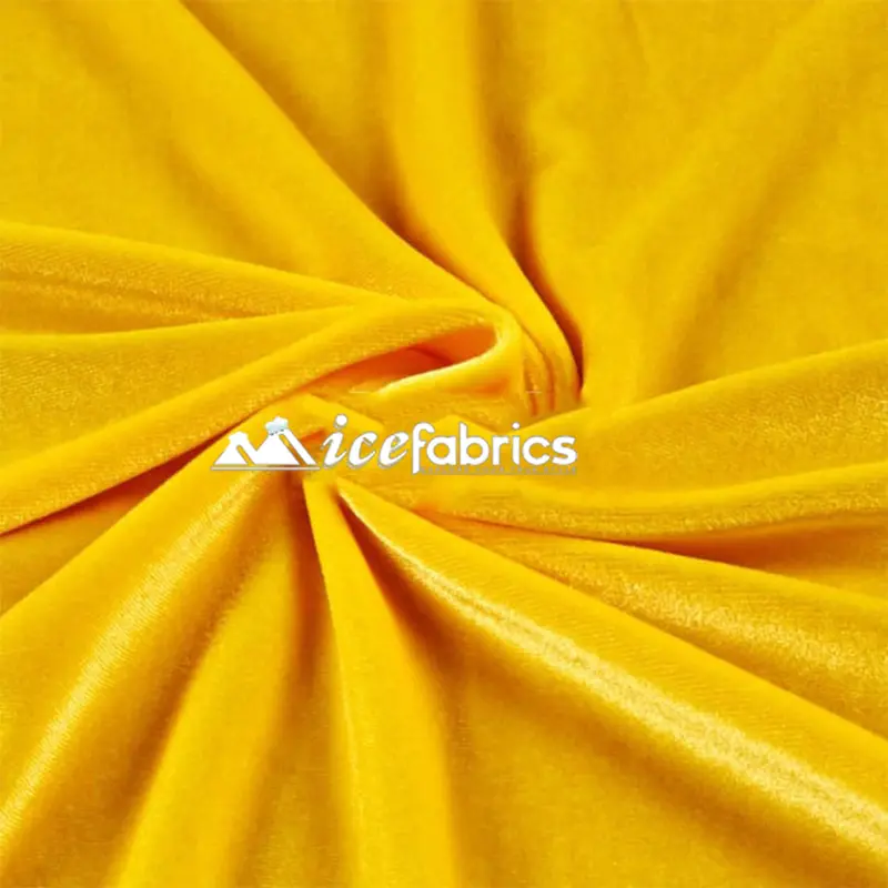 Sunny Yellow 4-Way Stretch Velvet Fabric – Supple Poly-Spandex Knit 1