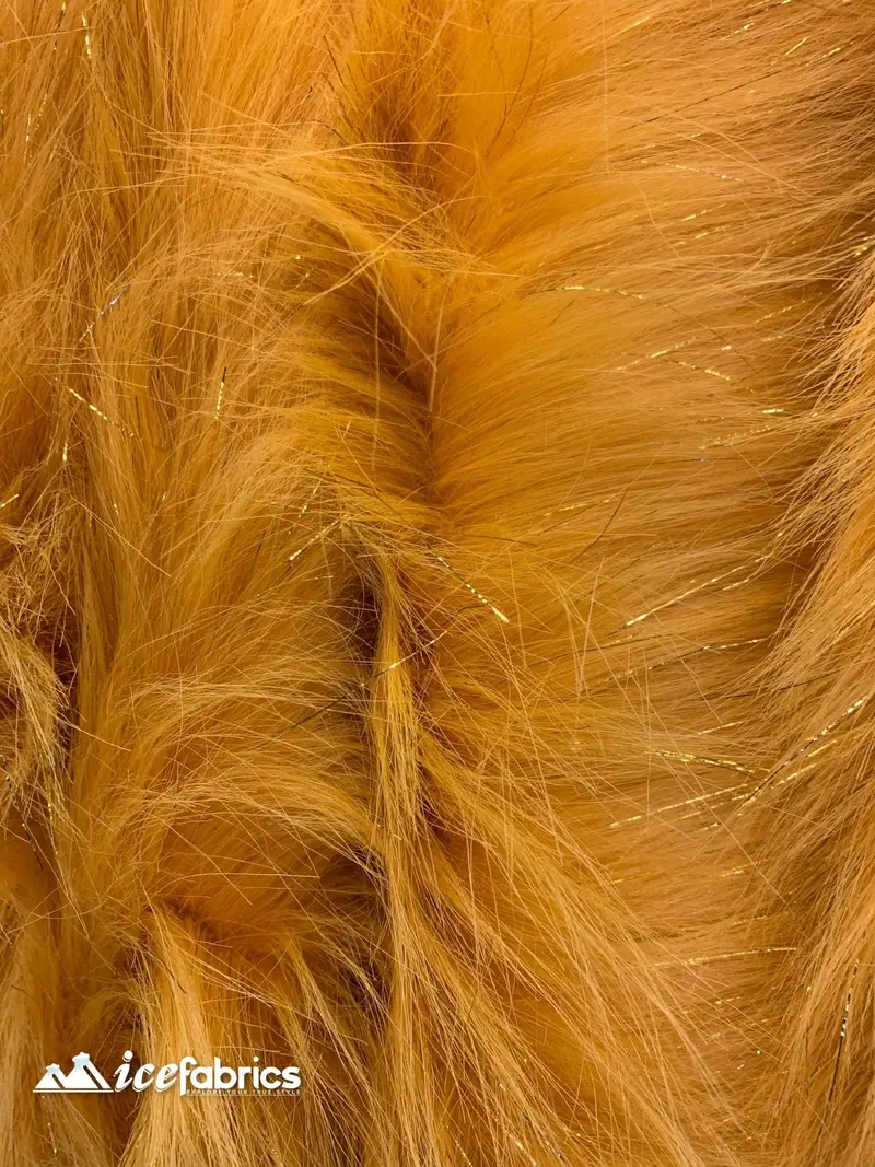 Sunshine Yellow Tinsel-Infused Mongolian Faux Fur Fabric – By The Yard 1
