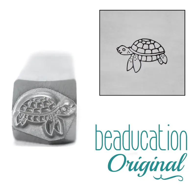 Swimming Sea Turtle Metal Stamp (Left Orientation), 8.1Mm – Beaducation Original 1