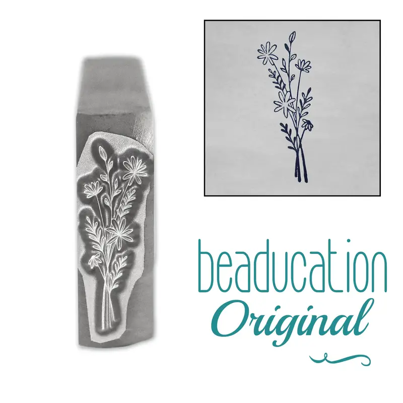 Tall Wildflower Bouquet Metal Stamp – 15Mm Organic Botanical Texture Die 1