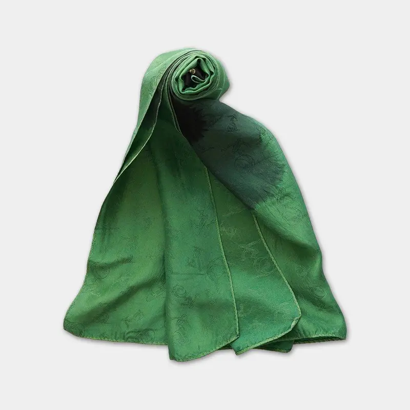 Tamanori Monkey-Mon Stole – Hand-Tied Dye Scarf In Emerald Green | Mikamo Sanroku Works 1