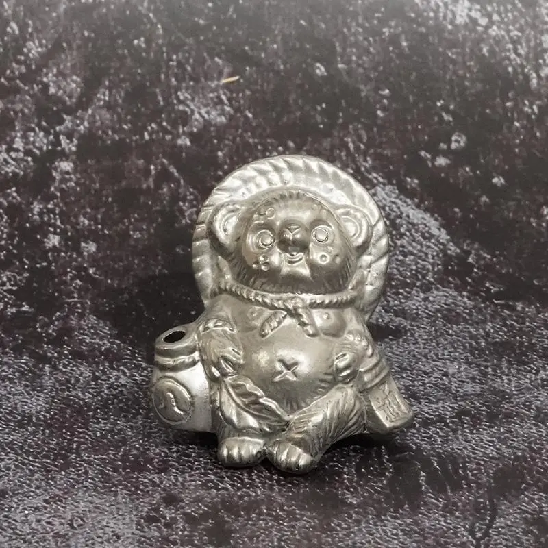 Tanutanu Silver-Finished Female Raccoon Figurine | Handcrafted Shigaraki Ware 1