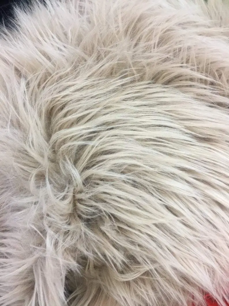 Taupe Solid Long-Pile Mongolian Faux Fur Fabric – Yardage For Coats, Blankets & Home Decor 1