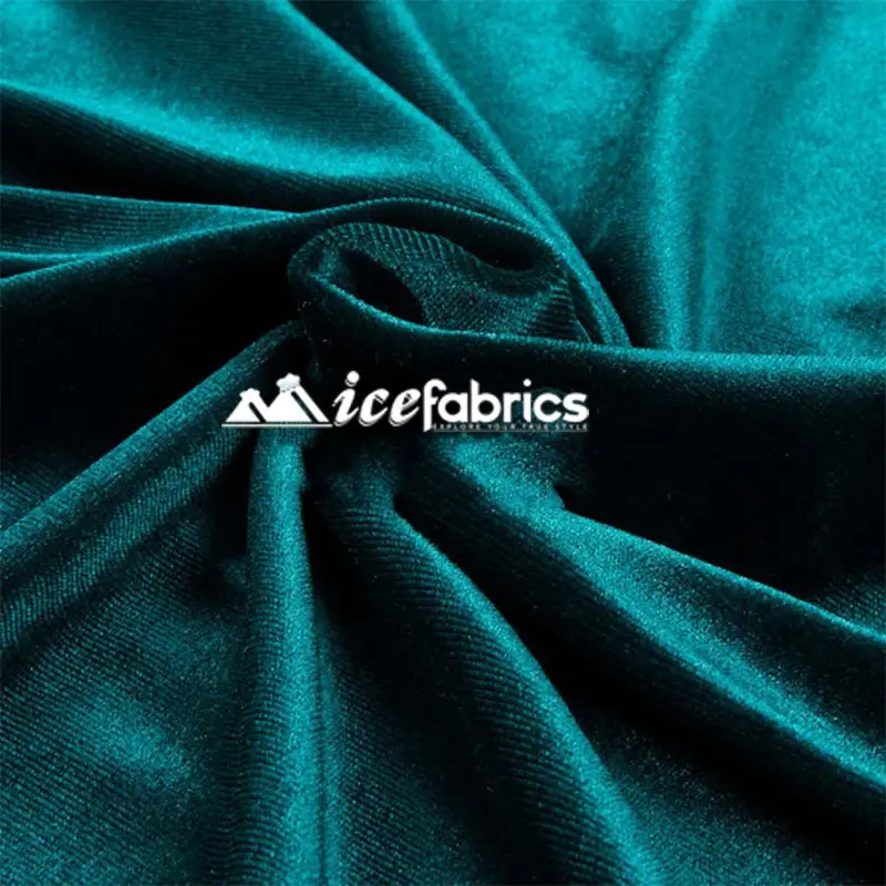 Teal Luxury Stretch Velvet Fabric With Spandex 1