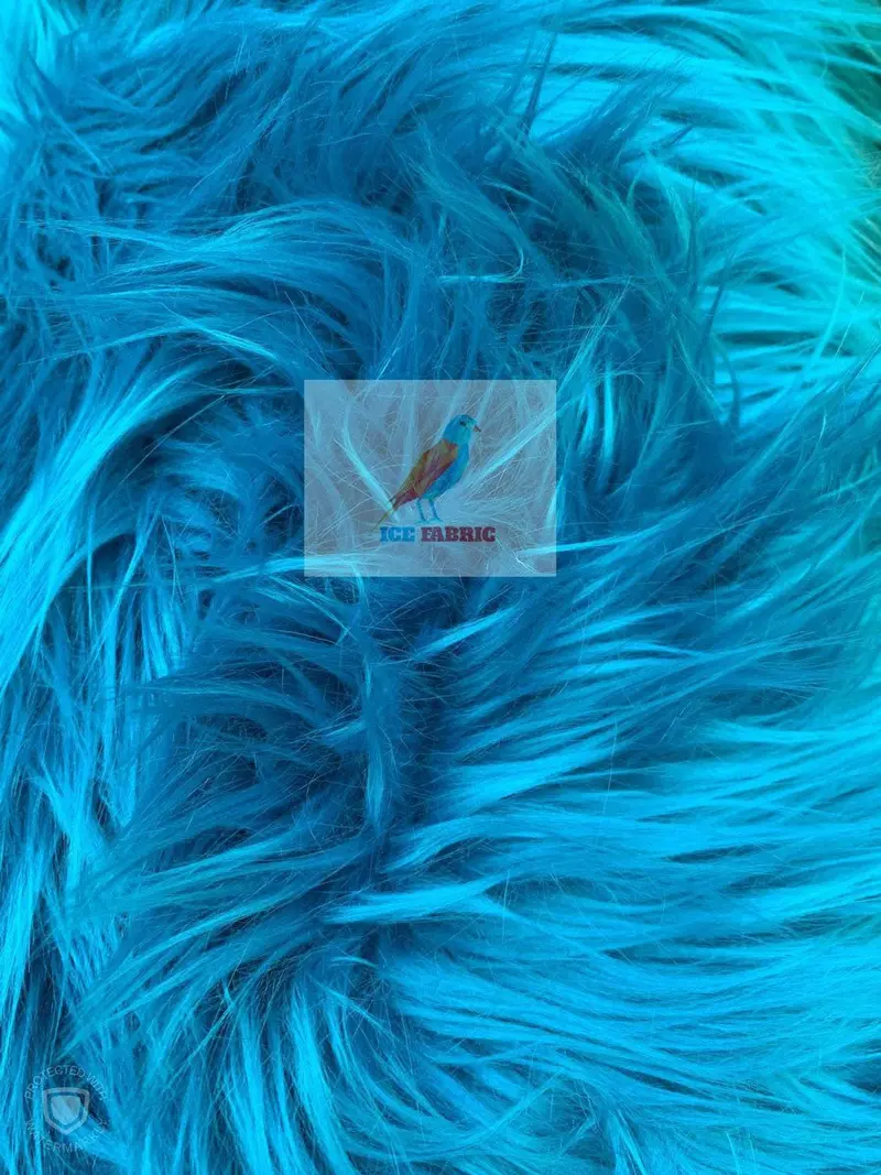 Teal Solid Long-Pile Mongolian Faux Fur Fabric – Yardage For Coats, Blankets & Home Decor 1