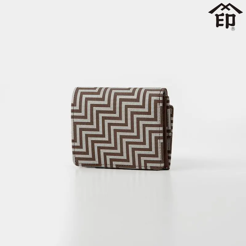 Textured Chevron Pattern Wallet | Artisan Lacquered Deerhide | Koshu Inden By Inden-Ya 1