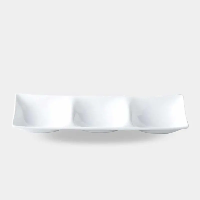 Three-Section White Porcelain Moss-Finish Serving Plate | Marumo Kato Pottery, Mino Ware 1