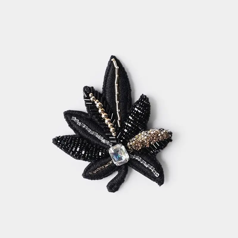 Tint Leaf Brooch In Triple Black — Hand-Dyed Kyoto Yuzen Design | Morphosphere 1