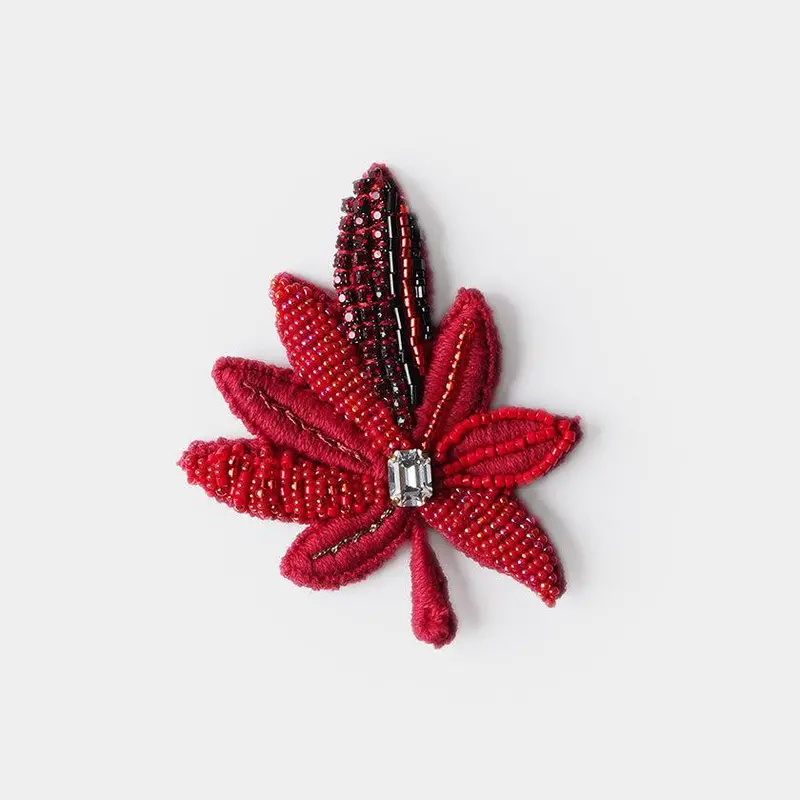 Tint Leaf Brooch In Vibrant Red — Traditional Kyoto Yuzen Dye Technique | Morphosphere 1