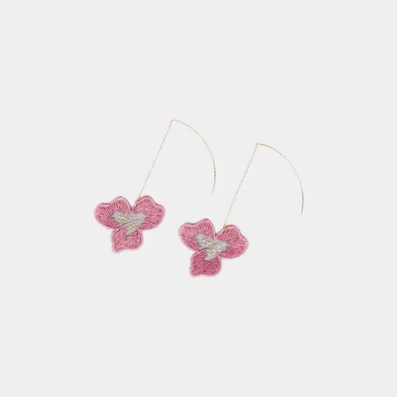 Tint Pansy Double Cherry Blossom Earrings (Small) — Blush Pink Kyoto Yuzen Design | Morphosphere 1