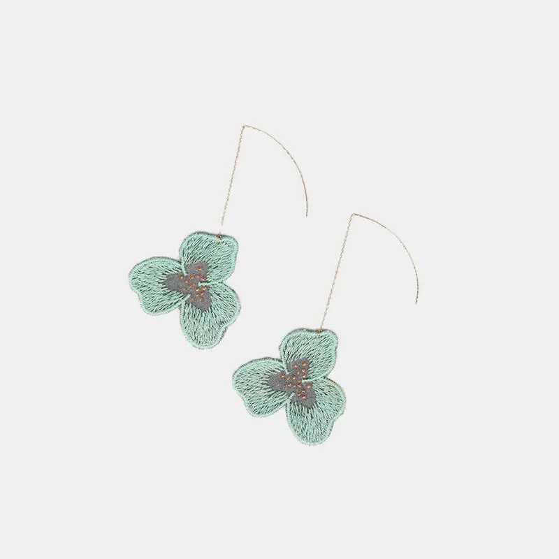 Tint Pansy Double Light Blue Earrings — Contemporary Kyoto Yuzen-Dyed Silk | Morphosphere 1