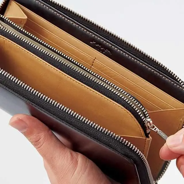 Toyoto-Dyed Smart Round Wallet | Satori Compact Leather Organizer 1