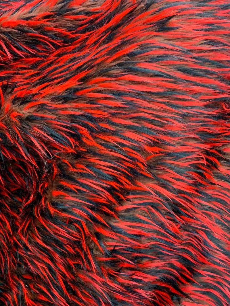 Tri-Color Faux Fur Fabric: Red, Black, And Brown – Fashion Grade 1