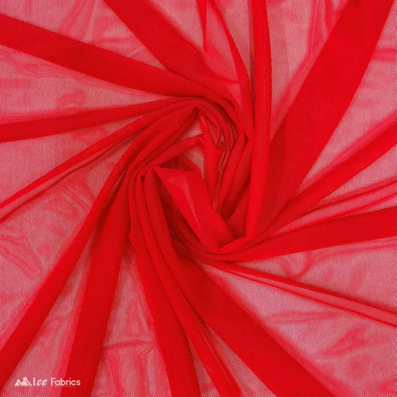 True Red Power Mesh Fabric – Vibrant, Stretchy & Sheer 1