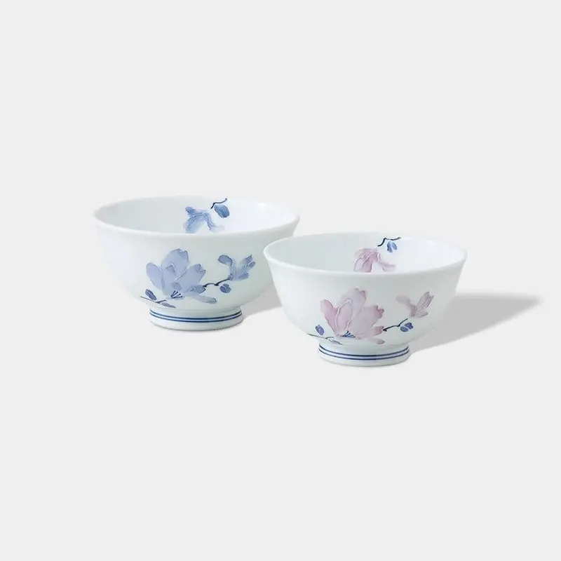 Tsuji-Gahana Rice Bowl Pair – Authentic Hasami Stoneware Collection By Saikai Toki 1