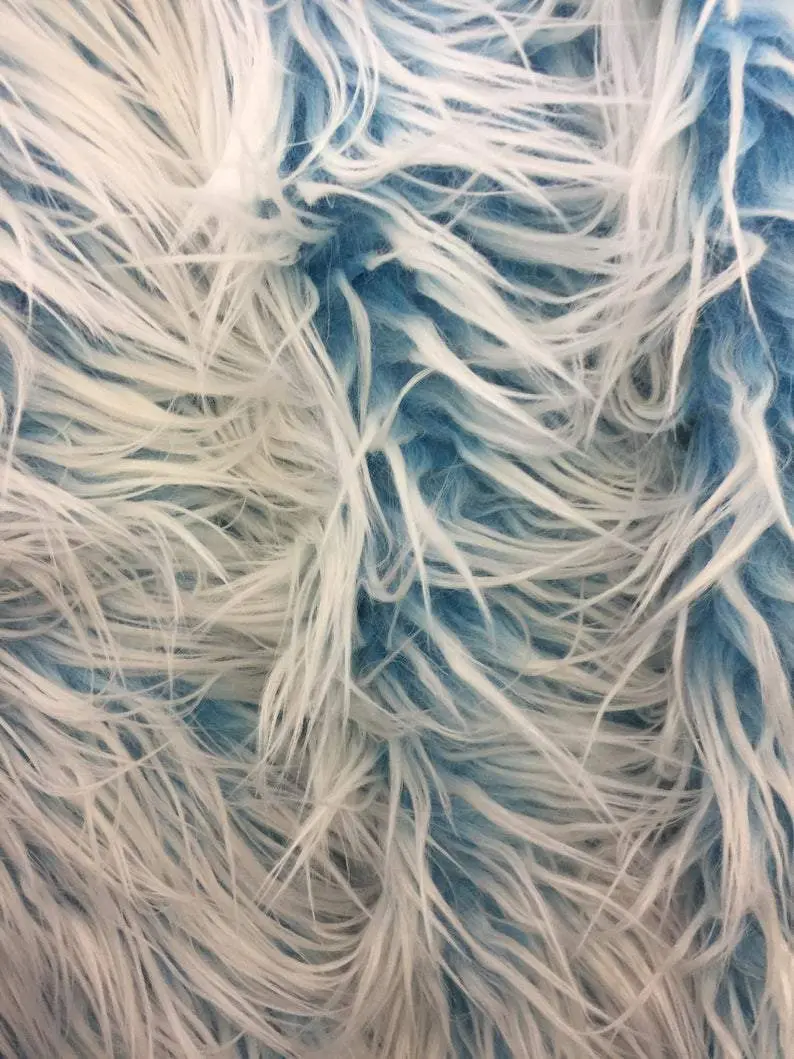 Turquoise And White Long-Pile Polar Bear Faux Fur – 4" Pile 1