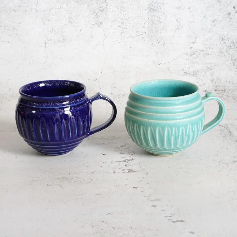 Turquoise Blue & Lapis Glaze Two-Mug Set – Otani Ware Collection, Otaniyaki Tamura 1795 1