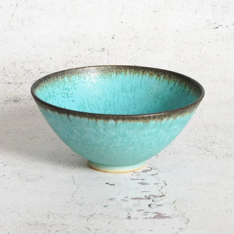 Turquoise Blue Rice Bowl – Functional Otani Ware Dish By Otaniyaki Tamura 1790 1