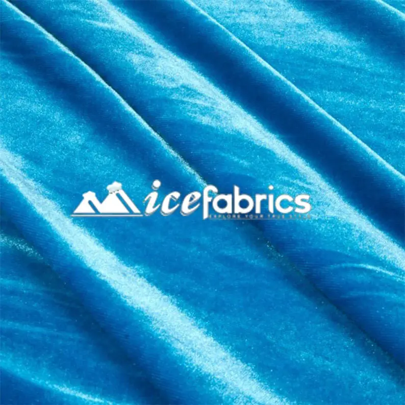 Turquoise Luxury Stretch Velvet Fabric With Spandex 1