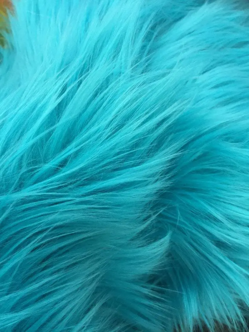 Turquoise Solid Long-Pile Mongolian Faux Fur Fabric – Yardage For Coats, Blankets & Home Decor 1