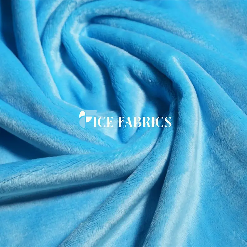 Turquoise Solid Minky Fabric With Faux Fur Dimension | Nivarasoft 1
