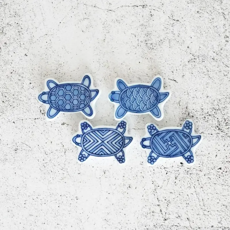 Turtle Chopstick Rest Quartet – Hand-Painted Mikawachi Ware Set, Hiradoshouzan 1