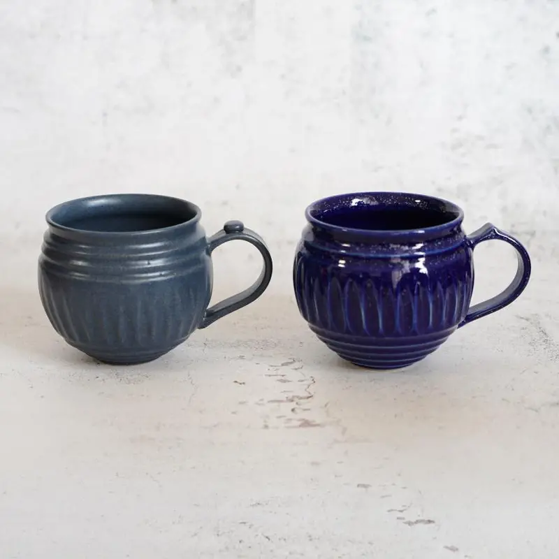 Two-Piece Lapis Glaze & Indigo Matte Mug Set – Otani Ware By Otaniyaki Tamura 1797 1