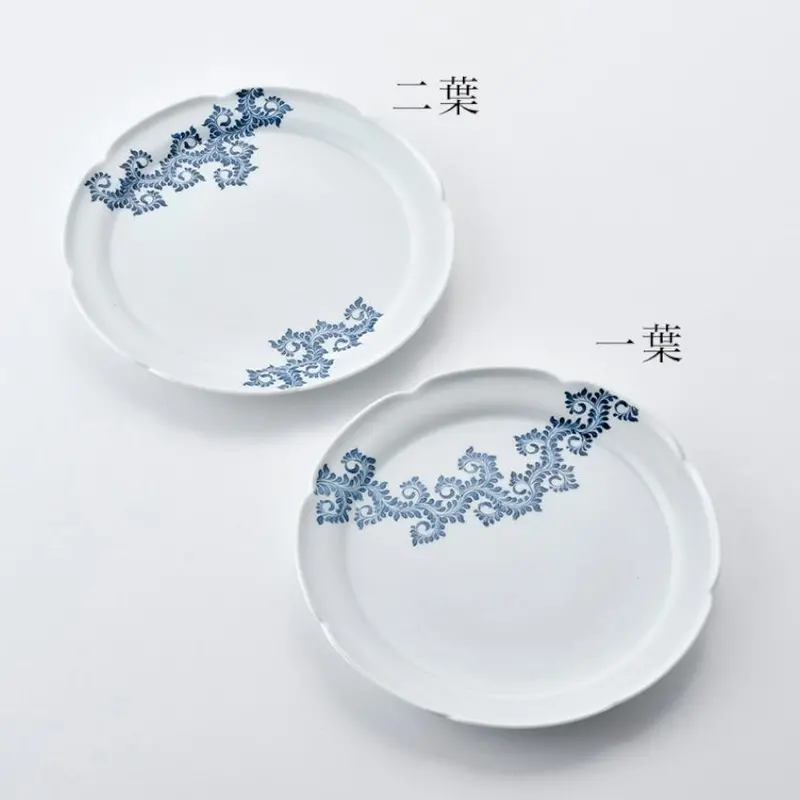 Two-Piece Western-Style Mikawachi Ware Platter Set – Yokarakusa Motif 1