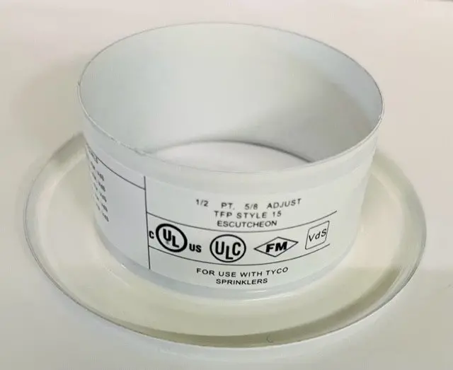 Tyco 567154010 Half-Style Tfp-15 Adjustable Recessed Escutcheon – White, Two-Piece Design 1
