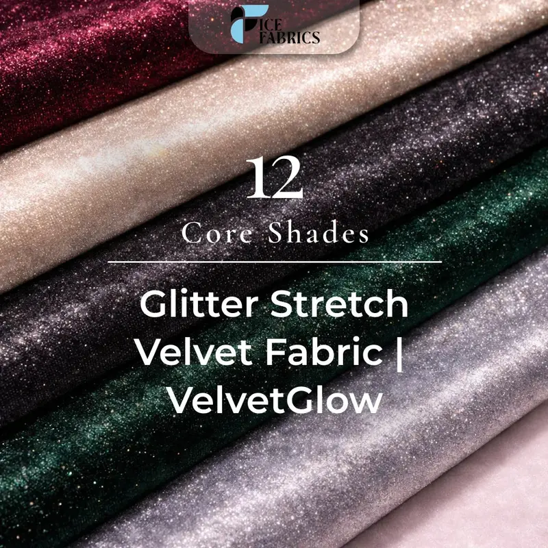 Velvetglow Glitter Stretch Velvet Fabric By The Roll 1