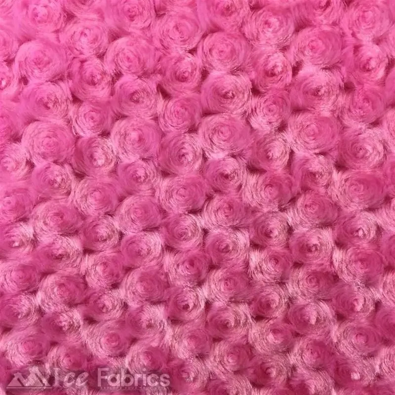 Vibrant Hot Pink Rosebud Minky Fabric | Rosesoft 1