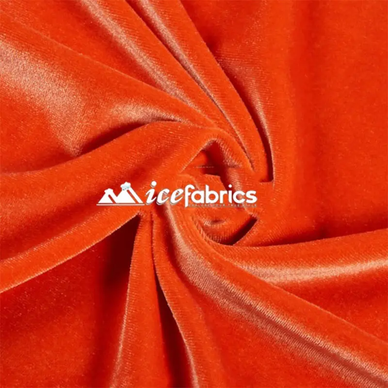 Vibrant Orange Stretch Velvet Upholstery Fabric – 20-Yard Bulk Roll 1