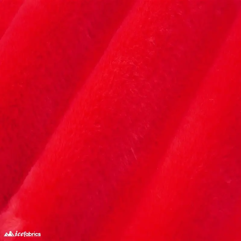 Vibrant Red Faux Fur–Enhanced Minky Fabric In Bunny-Soft Finish 1