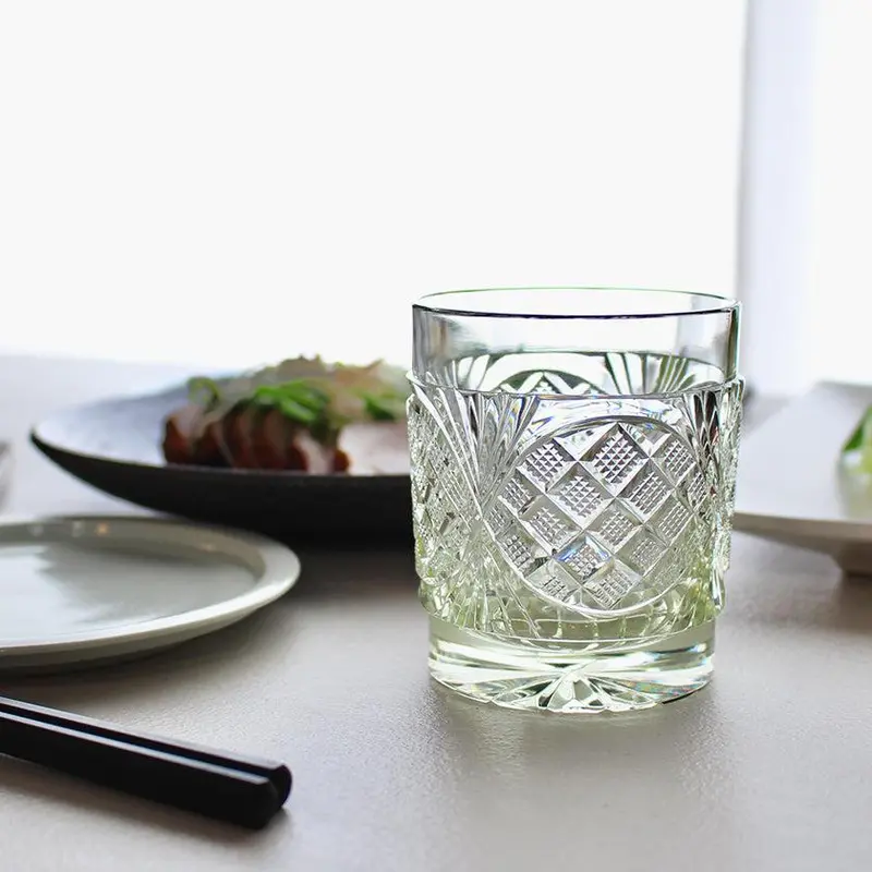 Vintage Satsuma Cut Glass Old-Fashioned Tumbler In Paulownia Presentation Box 1
