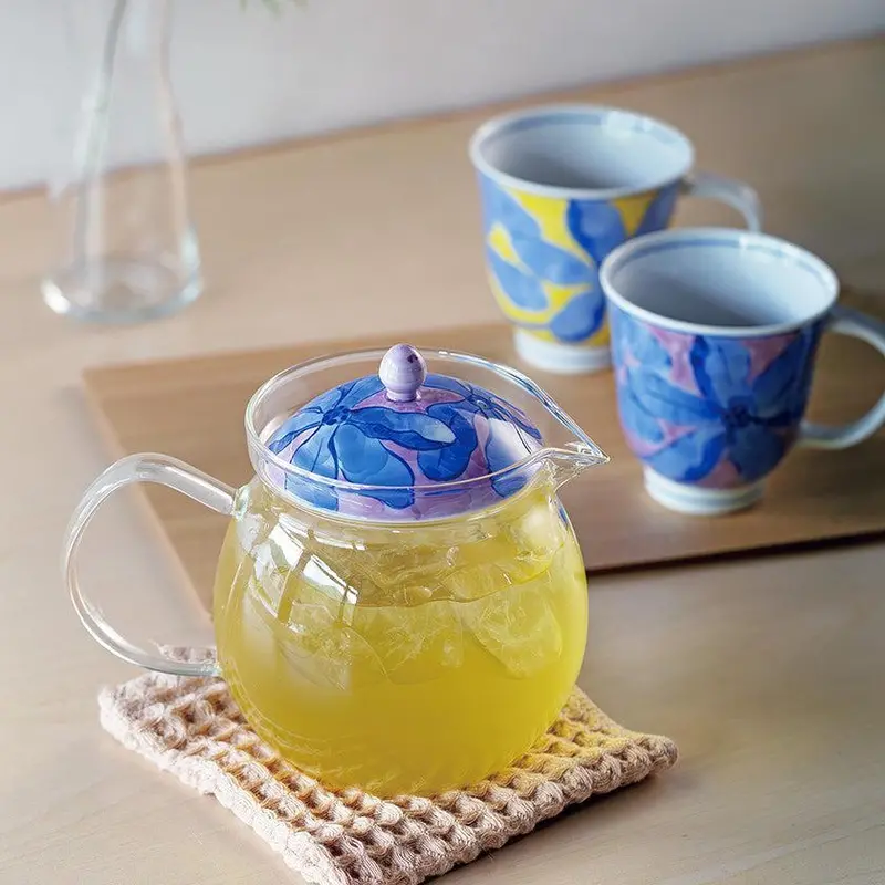 Violet Magnolia Glass-Finish Pot – Large Size, Hasami Ware By Saikai Toki 1