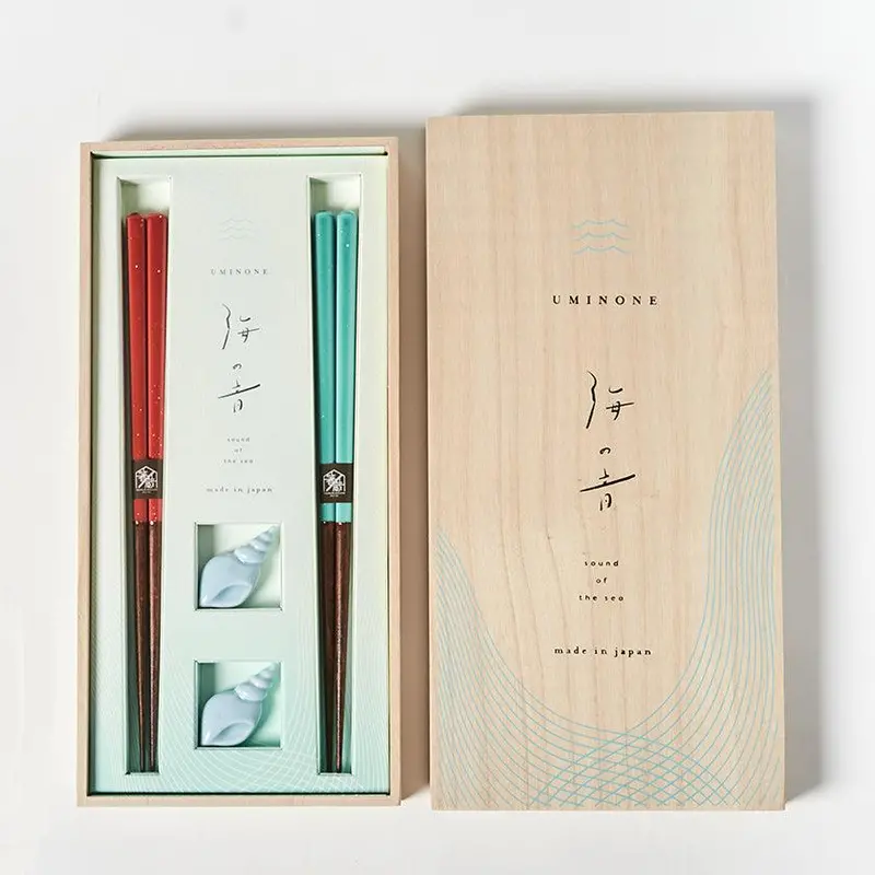 Wakasa Lacquered Chopsticks – Sparkling Wave Pair With Matching Rests | Matsukan 1
