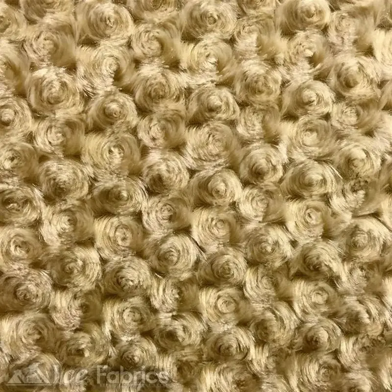 Warm Camel Rosebud-Design Minky Fabric | Rosesoft 1