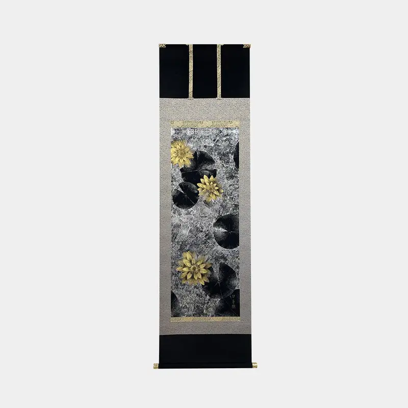 Water Mirror Lotus Wall Scroll Set – 23K Gold Certified Hanging Artwork By Kaitakudo 1