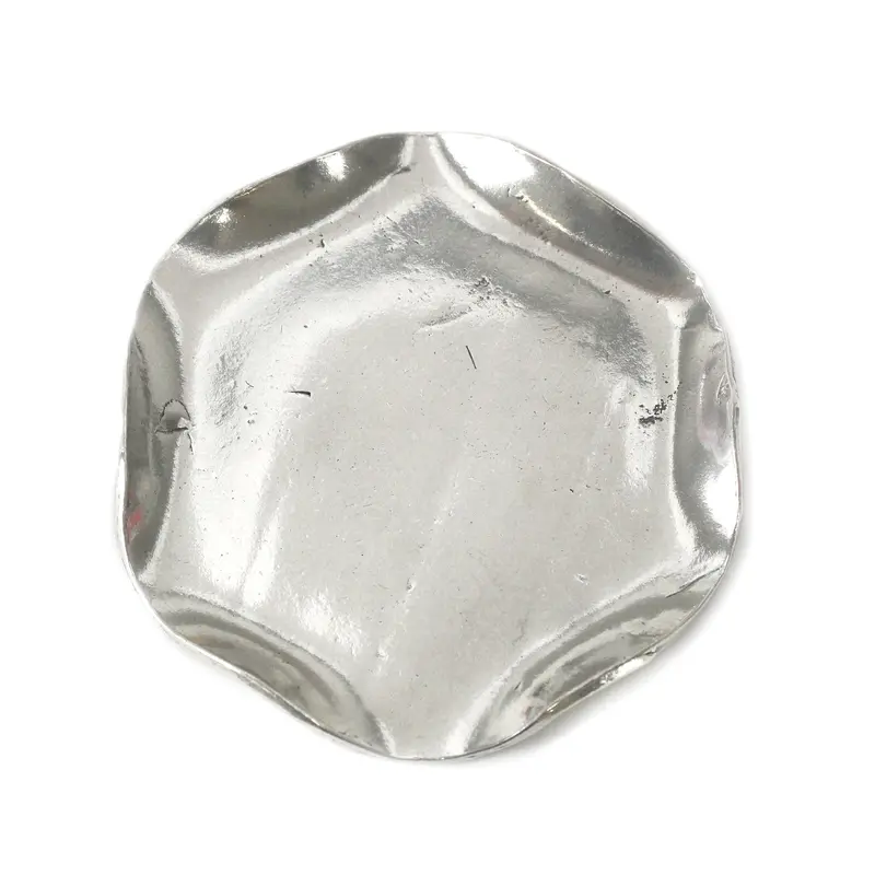 Wavy-Edge Pewter Trinket Tray Blank — 2.75" Diameter — Stamping & Keepsake Use 1